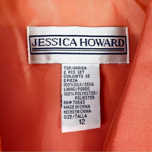 Jessica Howard Vintage Coral Silk Wrap Blouse - Picture 5 of 10